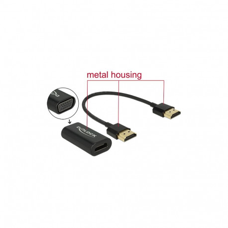 Adapter HDMI-A pistik → VGA pesa, metallkorpuse ja 15cm kaabliga