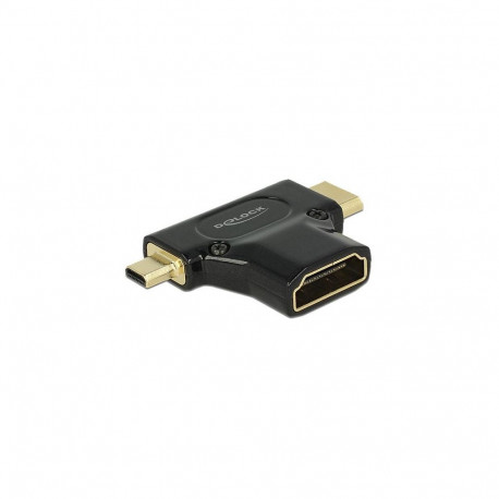"Adapter High Speed HDMI mit Ethernet - HDMI-A Buchse > Mini-C Stecker + Micro-D Stecker schwarz"