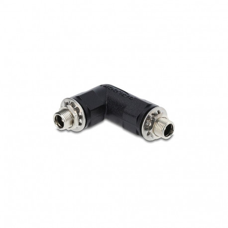 "Delock Hohlstecker Adapter DC 5,5 x 2,5 mm Buchse auf Buchse mit Gewinde gewinkelt 90°"