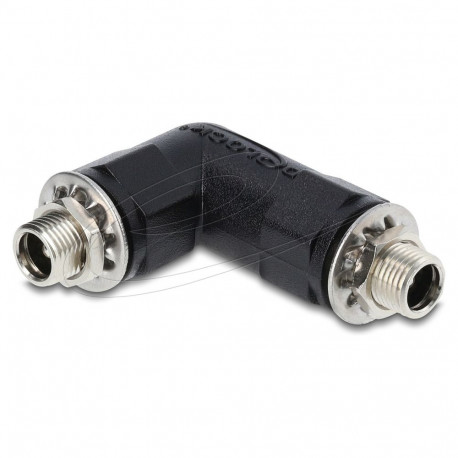 "Delock Hohlstecker Adapter DC 5,5 x 2,1 mm Buchse auf Buchse mit Gewinde gewinkelt 90°"