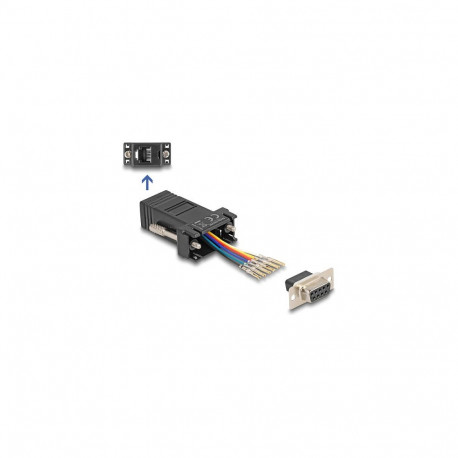 "D-Sub 9 Pin Buchse zu RJ12 Buchse Montagesatz schwarz"