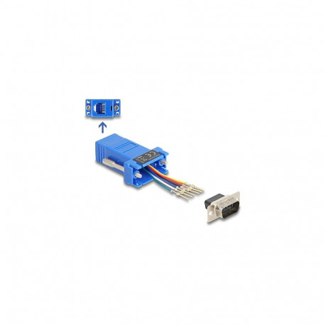 "Delock D-Sub 9 Pin Stecker zu RJ12 Buchse Montagesatz blau"