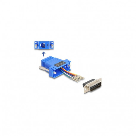 "D-Sub 15 Pin Stecker zu RJ12 Buchse Montagesatz blau"
