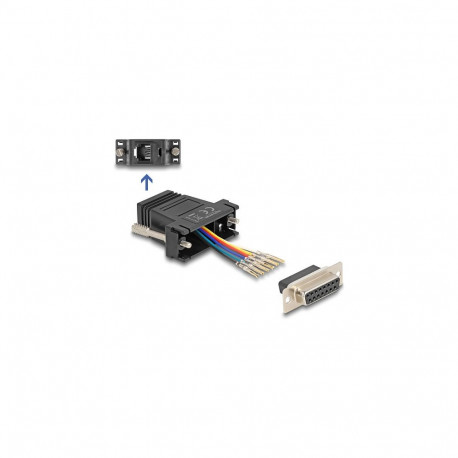 "D-Sub 15 Pin Buchse zu RJ12 Buchse Montagesatz schwarz"