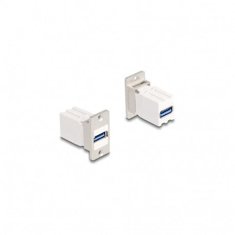 "Delock Panel Mount Kupplung USB 5 Gbps Typ-A Buchse zu USB Typ-A Buchse konisch"