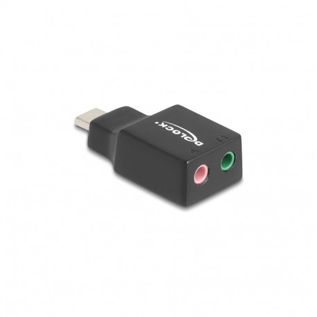 "Delock Externe USB Soundkarte mit USB Type-C™ Stecker auf 2 x 3,5 mm Klinkenbuchse Plug & Play Audi