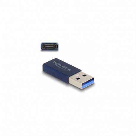 "Delock USB 10 Gbps Adapter USB Typ-A Stecker zu USB Type-C™ Buchse aktiv blau"