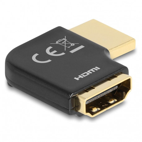 "Delock HDMI Adapter Stecker zu Buchse 90° links gewinkelt 8K 60 Hz Metall"