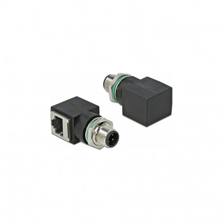 "Delock Netzwerkadapter M12 D-kodiert 4 Pin Stecker zu RJ45 Buchse"