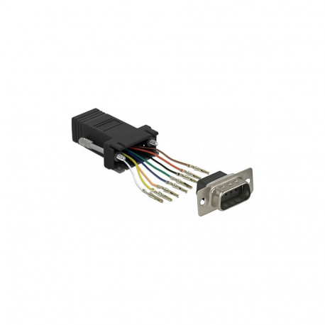 "D-Sub 9 Pin Stecker zu RJ45 Buchse Montagesatz schwarz"