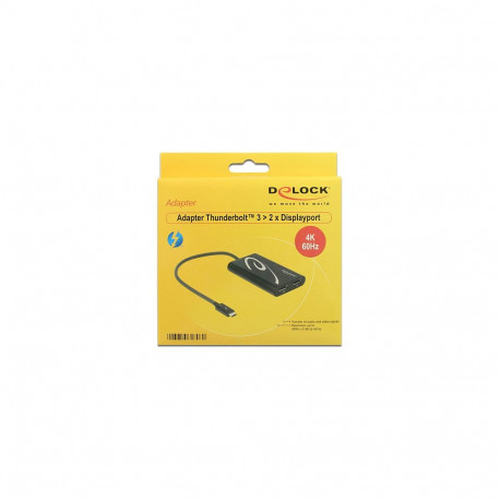 "Delock Adapter Thunderbolt™ 3 Stecker > 2 x DisplayPort Buchse 4K 60 Hz"