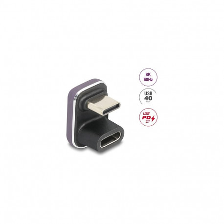 "Delock USB-C™ Adapter 180° gewinkelt 40 Gbps PD 3.1 240 W Stecker zu Buchse U-Form 8K 60 Hz Metall"