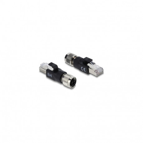 "Delock M12 Adapter X-kodiert 8 Pin Buchse zu RJ45 Stecker schwarz"