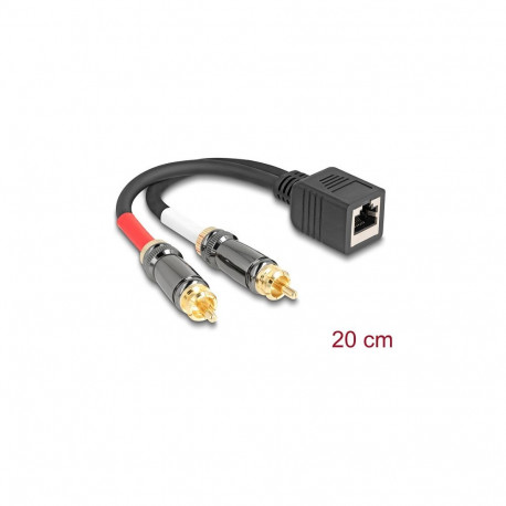 "Adapterkabel RJ45 Buchse zu 2 x Cinch Stecker schwarz 20 cm"