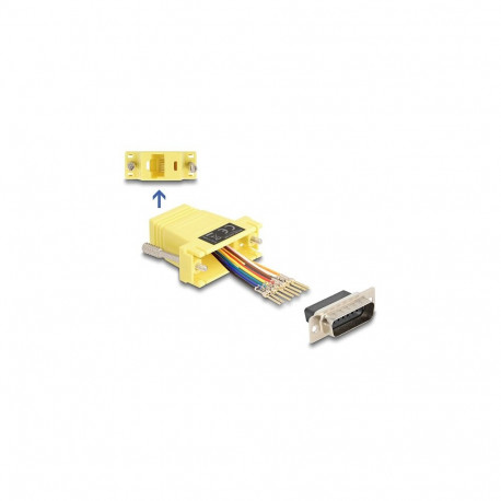 "Delock D-Sub 15 Pin Stecker zu RJ45 Buchse Montagesatz gelb"