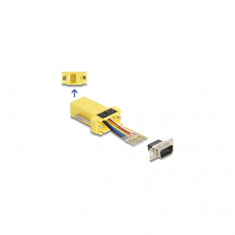 "Delock D-Sub 9 Pin Stecker zu RJ45 Buchse Montagesatz gelb"