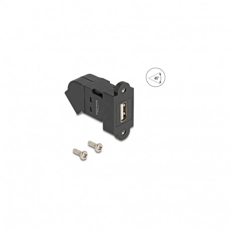 "Keystone Modul USB 2.0 Typ-A Einbaubuchse zu Typ-A Buchse 45° gewinkelt schwarz"