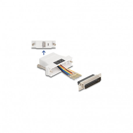 "D-Sub 25 Pin Stecker zu RJ45 Buchse Montagesatz weiß"