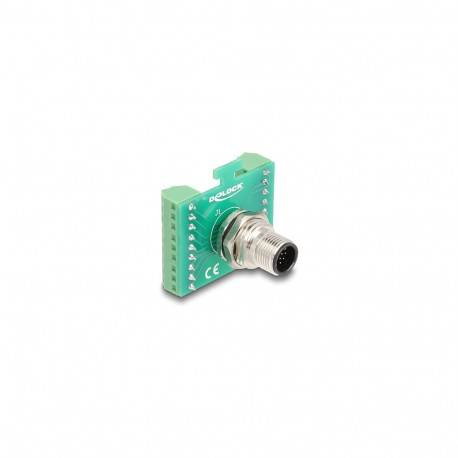 "Delock M12 Übergabemodul Adapter A-kodiert 17 Pin Stecker zu 18 Pin Terminalblock zum Einbau"