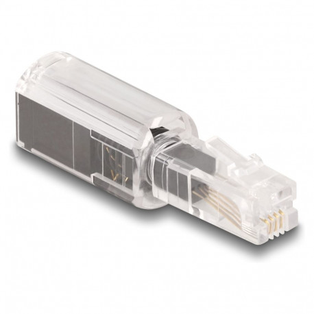 "Delock Telefonkabel-Verdrehschutz Adapter RJ10 Stecker zu RJ10 Buchse transparent / schwarz"