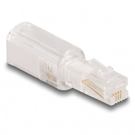 "Delock Telefonkabel-Verdrehschutz Adapter RJ10 Stecker zu RJ10 Buchse transparent / weiß"
