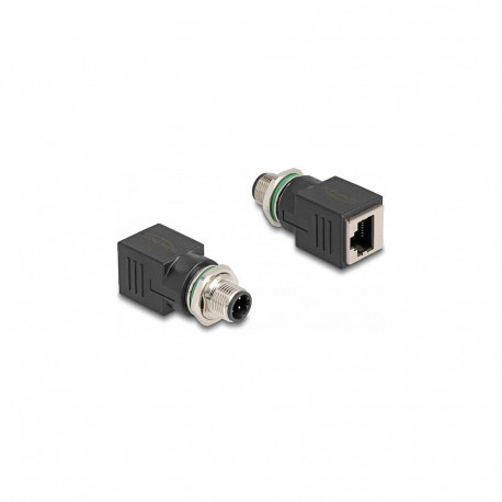 Delock M12 D-koodiga 4-pin pistik RJ45 pesa adapter, sirge