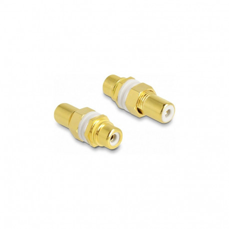 "Delock Audio Adapter Cinch Buchse zu Buchse zum Einbau, Farbring weiß"