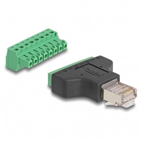 "Adapter RJ45 Stecker > Terminalblock 8 Pin 2-teilig 3,81 mm"