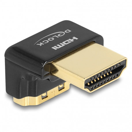 "Delock HDMI Adapter Stecker zu Buchse 90° unten gewinkelt 8K 60 Hz Metall"