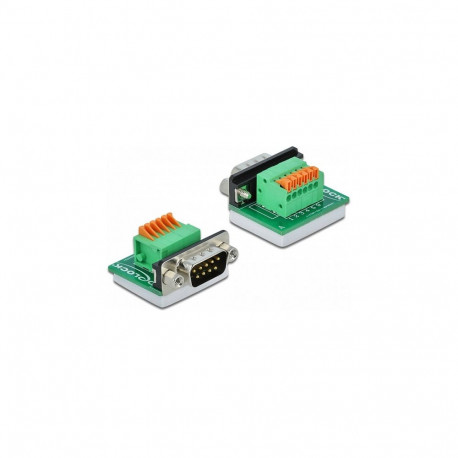 "D-Sub9 Stecker zu Terminalblock mit Drucktaster horizontal"