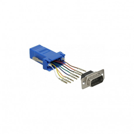 D-Sub 9-pin pistiku ja RJ45-pesa paigalduskomplekt, sinine