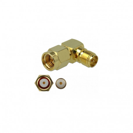 "Adapter SMA Stecker zu RP-SMA Buchse 90° 3 GHz"