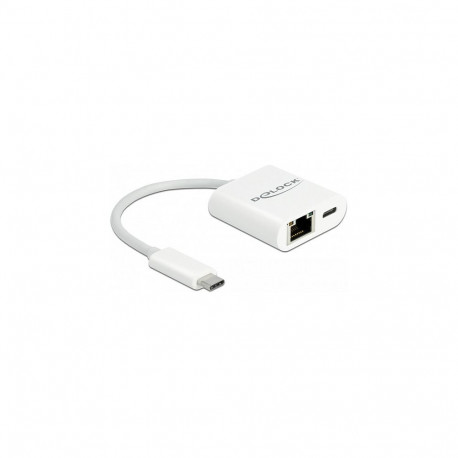 USB Type-C™ adapter Gigabit LAN-ile 10/100/1000Mbps Power Delivery ühendusega, valge
