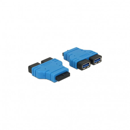 "Adapter USB 3.0 Pfostenbuchse > 2 x USB 3.0 Typ-A Buchse – nebeneinander"