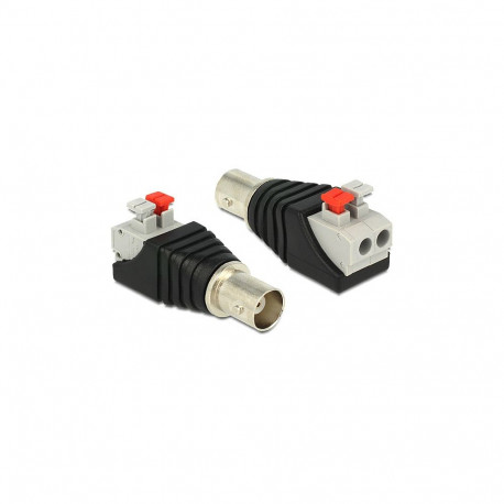 "Delock Adapter BNC Buchse > Terminalblock mit Drucktasten 2 Pin"