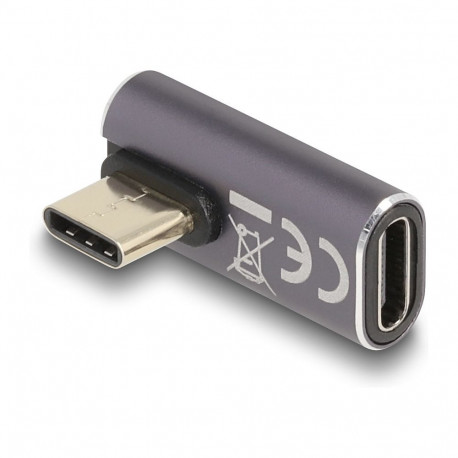 "Delock USB Adapter 40 Gbps USB Type-C™ PD 3.0 100 W Stecker zu Buchse gedreht gewinkelt links / rec