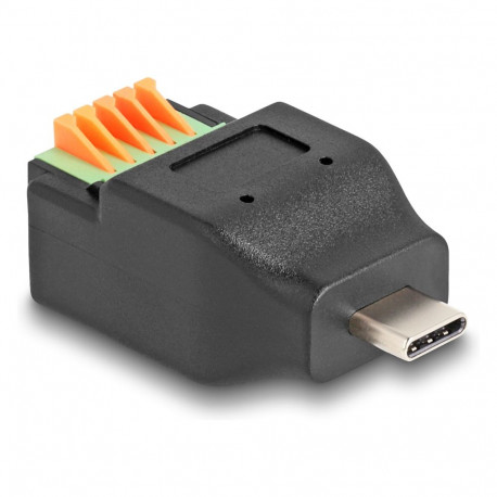 "USB Type-C™ 2.0 Stecker zu Terminalblock Adapter mit Drucktaster"