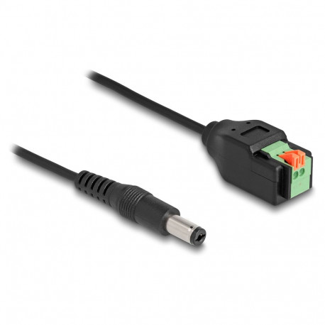 "Delock DC Kabel 2,1 x 5,5 mm Stecker zu 2 Pin Terminalblock Adapter mit Drucktaster 15 cm"