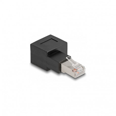 Delock RJ45 pistik-pesa adapter Cat.6A 90° paremale nurgaga