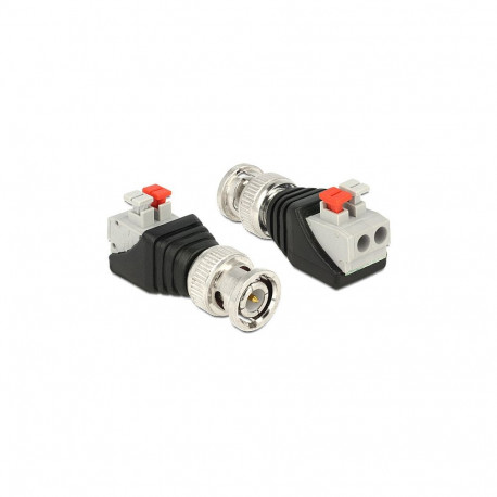 "Delock Adapter BNC Stecker > Terminalblock mit Drucktasten 2 Pin"