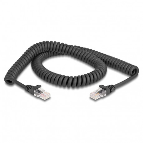 "Delock RJ45 Spiralkabel Stecker zu Stecker Cat.5e 2 m schwarz"