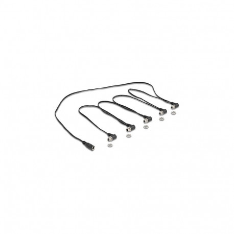 DC-jaoturkaabel 1 × sirge pesa 5 × pesa 5,5 × 2,1 mm, 90° nurga all, süvistatav, must