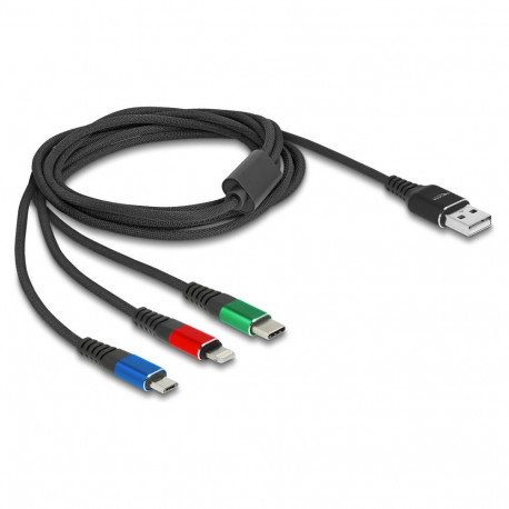 "Delock USB Ladekabel 3 in 1 Typ-A zu Lightning™ / Micro USB / USB Type-C™ 2 m 3-farbig"