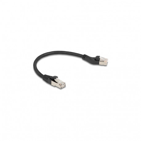 "Delock RJ45 Netzwerkkabel Cat.6A S/FTP Stecker 45° nach links gewinkelt zu Stecker gerade 0,25 m sc