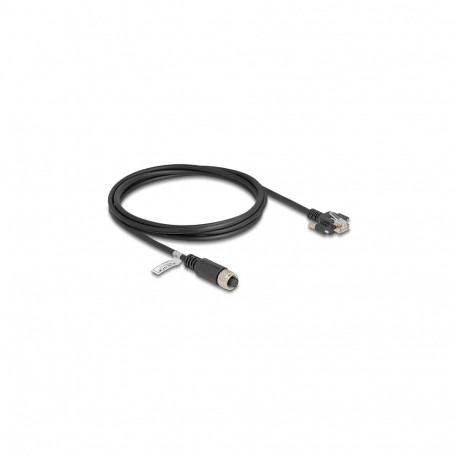 "Delock M12 Kabel A-kodiert 8 Pin Buchse zu RJ45 Stecker mit Schrauben Cat.5e FTP 2 m schwarz"