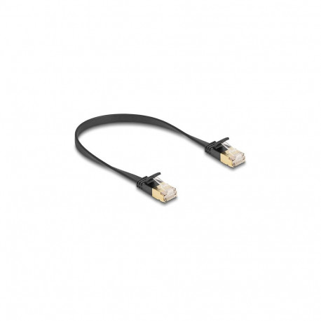 Delock RJ45 võrgukaabel Cat.6A tugeva lukustusega Cat.7 lamekaabel U/FTP 0,3 m must