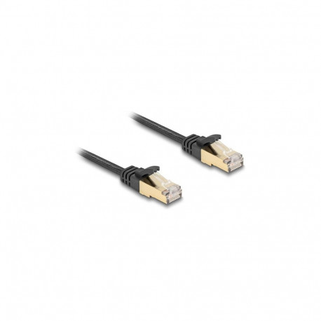 "Delock RJ45 Flachband Netzwerkkabel mit Geflechtmantel Cat.6A U/FTP Stecker zu Stecker 3 m schwarz"