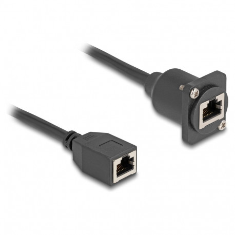 "D-Typ RJ45 Kabel Buchse zu Buchse Cat.5e schwarz 20 cm"