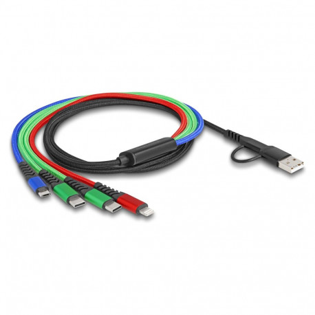 "Delock USB Ladekabel 4 in 1 USB Typ-A + USB-C™ zu Lightning™ / Micro USB / 2 x USB Type-C™ 1,20 m"