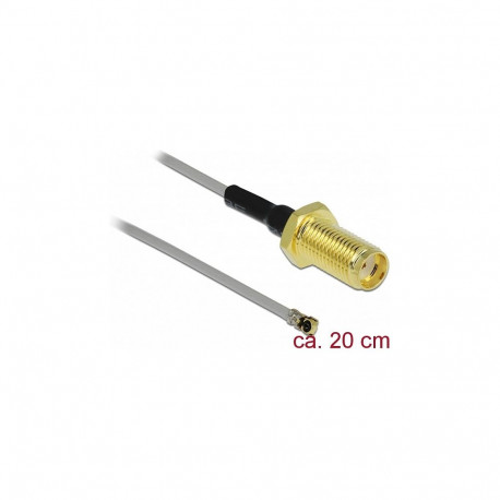 "Antennenkabel SMA Buchse zum Einbau zu I-PEX Inc., MHF® 4L Stecker 1.37, 20 cm Gewindelänge 10 mm"